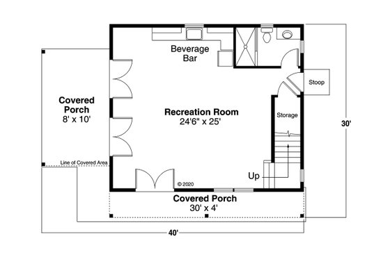 Floor Plan - Main Floor for Cottage House Plan #124-1223, 1 bath