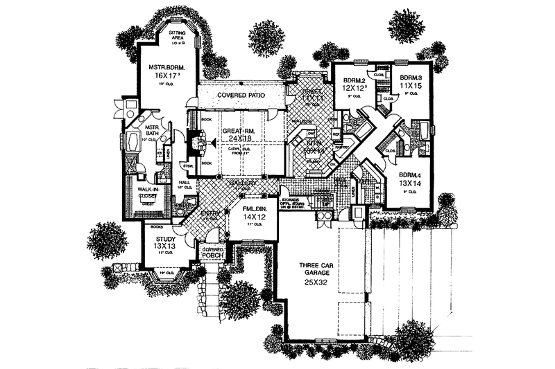 Dream House Plan - Floor Plan - Main Floor for Country House Plan #310-1145 - 4 bed, 3.5 bath