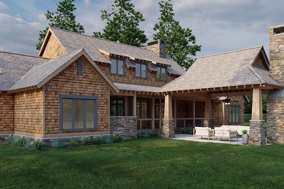 Exterior - Rear Elevation 1 for Craftsman House Plan #17-2480 - 5 bed, 4 bath