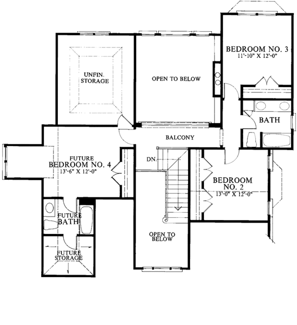 House Plan Design - Country Floor Plan - Upper Floor Plan #429-125
