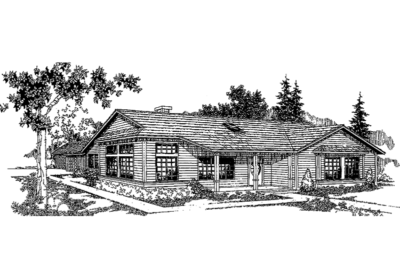 Home Plan - Exterior - Front Elevation 3 for Contemporary House Plan #60-929 - 3 bed, 2 bath