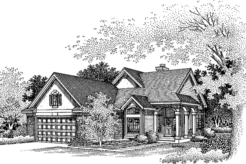 Architectural House Design - Exterior - Front Elevation 3 for European House Plan #320-517 - 3 bed, 2 bath