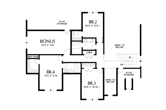 Floor Plan - Upper Floor for Farmhouse House Plan #48-982 - 4 bed, 3.5 bath