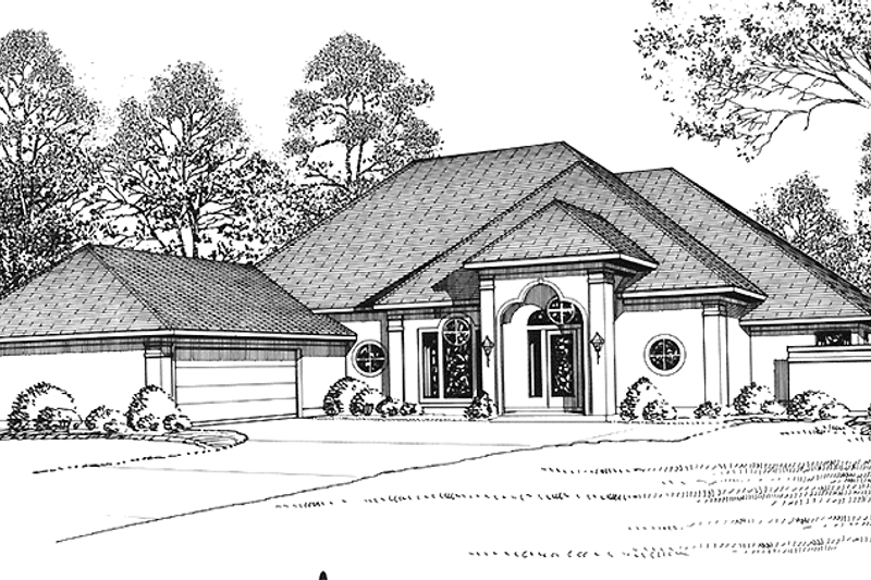 Dream House Plan - Mediterranean Exterior - Front Elevation Plan #973-4