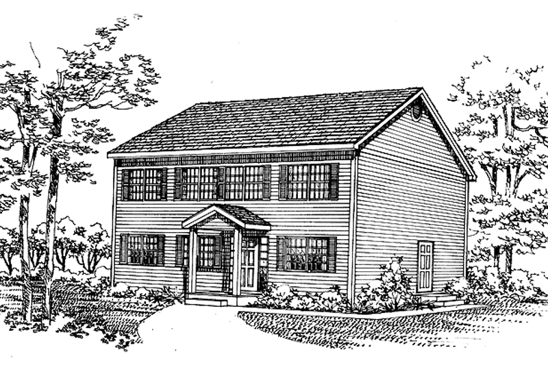 House Blueprint - Colonial Exterior - Front Elevation Plan #72-1026