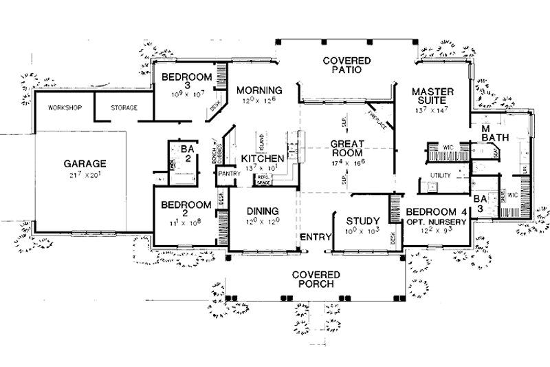 Home Plan - Floor Plan - Main Floor for Country House Plan #472-151 - 4 bed, 3 bath