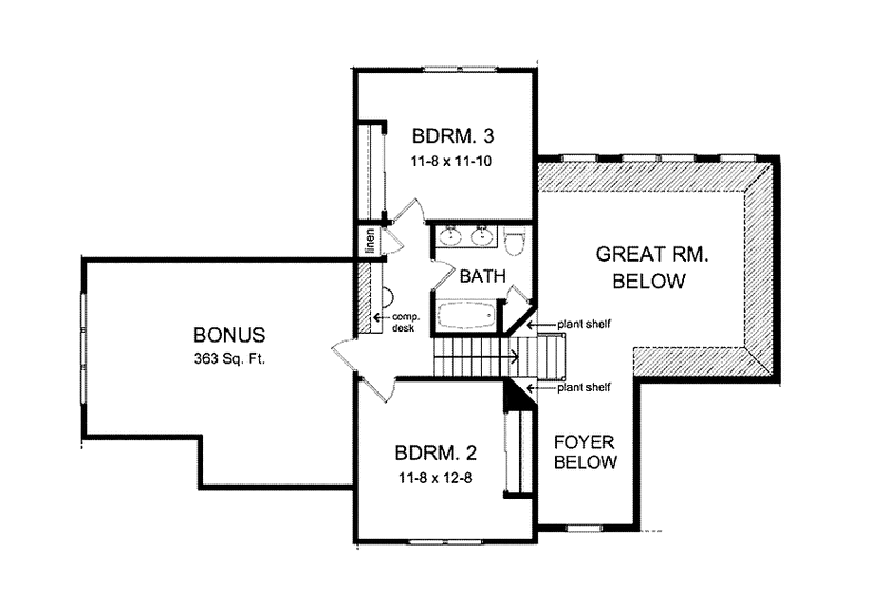 Dream House Plan - Floor Plan - Upper Floor for Colonial House Plan #1010-16 - 3 bed, 2.5 bath