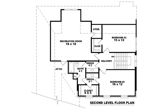 Floor Plan - Upper Floor for European House Plan #81-941 - 3 bed, 2.5 bath