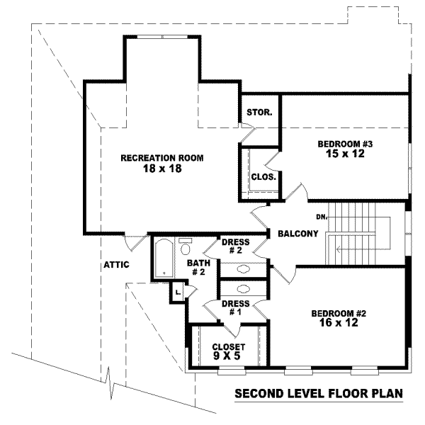 Floor Plan - Upper Floor for European House Plan #81-941 - 3 bed, 2.5 bath