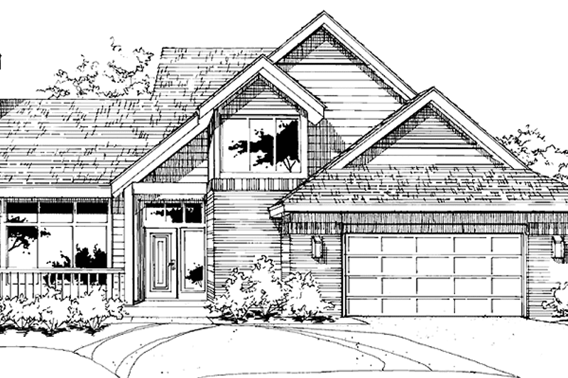 House Blueprint - Prairie Exterior - Front Elevation Plan #320-1157