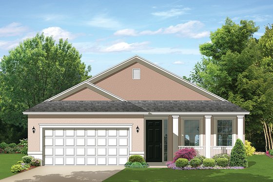 Exterior - Front Elevation 3 for Colonial House Plan #1058-102 - 2 bed, 2 bath
