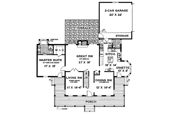 Floor Plan - Main Floor for Farmhouse House Plan #3-248 - 4 bed, 2.5 bath