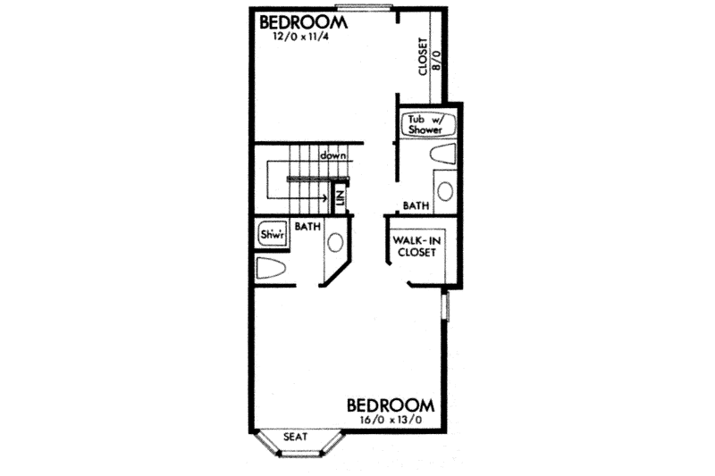 Home Plan - Floor Plan - Upper Floor for Country House Plan #320-786 - 2 bed, 2 bath