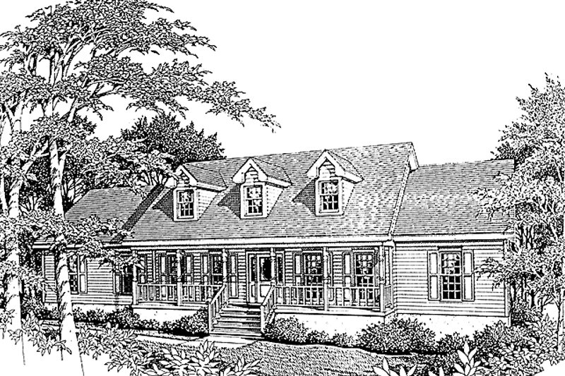 Architectural House Design - Country Exterior - Front Elevation Plan #10-276