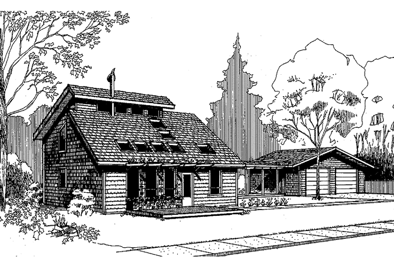 Home Plan - Exterior - Front Elevation 3 for Contemporary House Plan #60-709 - 2 bed, 2 bath