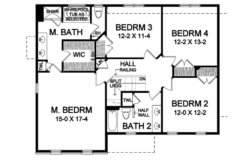 Architectural House Design - Floor Plan - Upper Floor for Traditional House Plan #328-324 - 4 bed, 2.5 bath