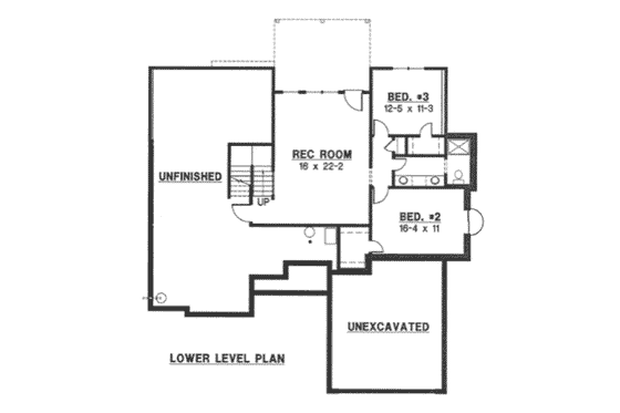 Floor Plan - Lower Floor for Traditional House Plan #67-764 - 4 bed, 3 bath