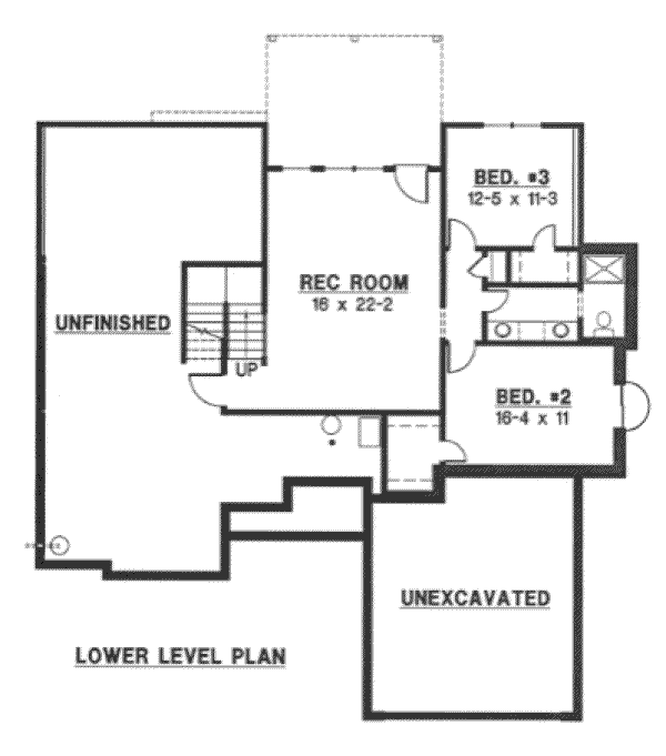 Traditional Floor Plan - Lower Floor Plan #67-764