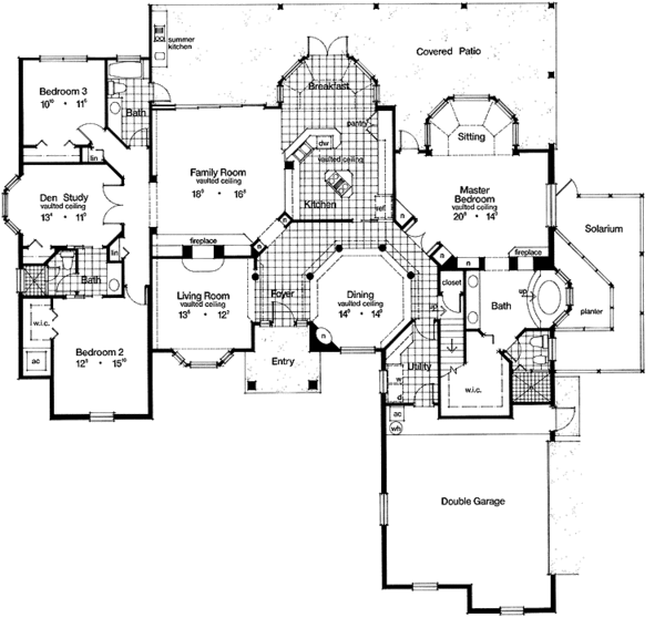 Architectural House Design - Mediterranean Floor Plan - Main Floor Plan #417-745