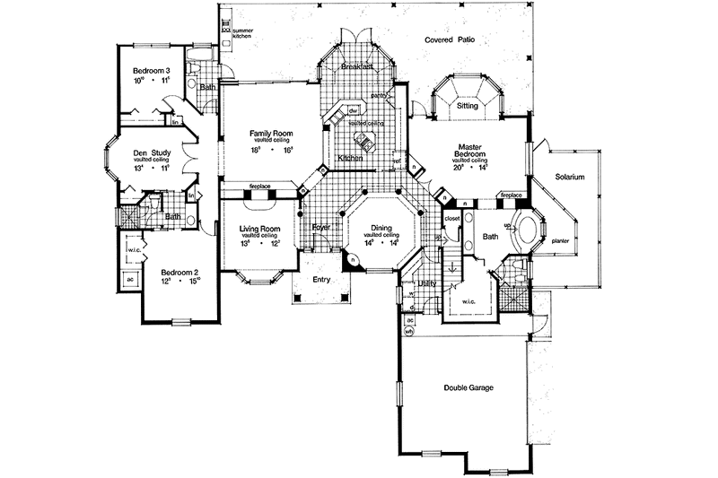House Blueprint - Floor Plan - Main Floor for Mediterranean House Plan #417-745 - 4 bed, 4 bath