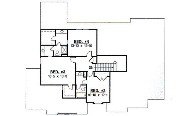 Traditional Floor Plan - Upper Floor Plan #67-423