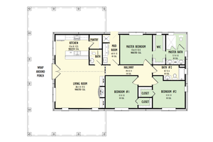 Floor Plan - Main Floor for Barndominium House Plan #1092-34 - 3 bed, 2.5 bath