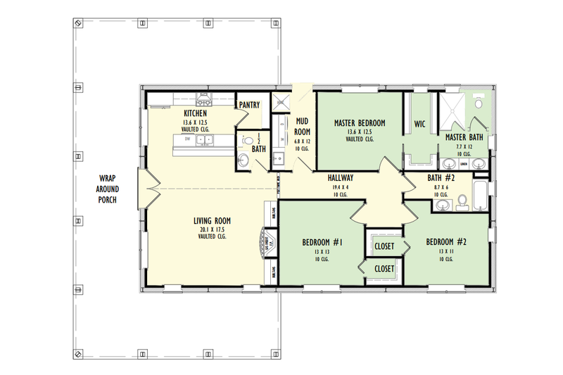 Home Plan - Floor Plan - Main Floor for Barndominium House Plan #1092-34 - 3 bed, 2.5 bath