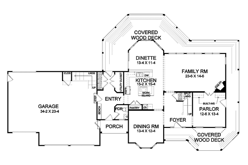 Home Plan - Floor Plan - Main Floor for Country House Plan #328-321 - 3 bed, 2.5 bath