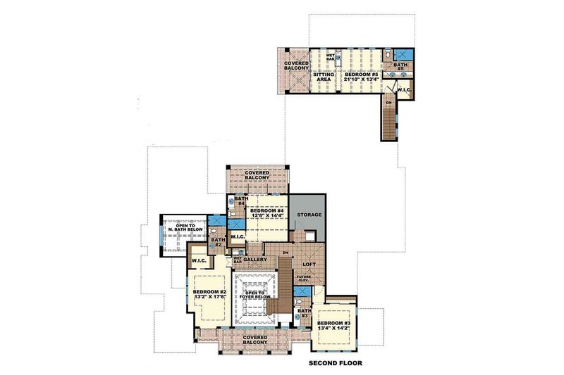 Architectural House Design - Floor Plan - Upper Floor for Country House Plan #1017-163 - 5 bed, 5 bath