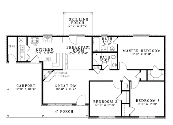 House Design - Ranch Floor Plan - Main Floor Plan #17-3297