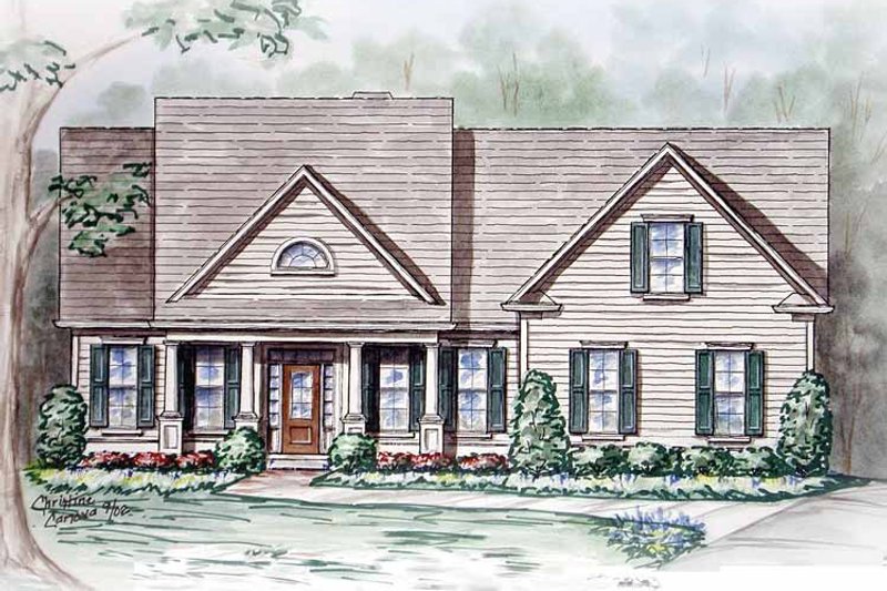 Architectural House Design - Exterior - Front Elevation 3 for Craftsman House Plan #54-235 - 3 bed, 2 bath