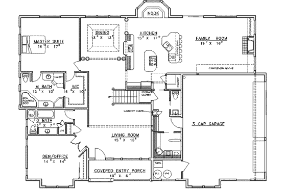 Floor Plan - Main Floor for Traditional House Plan #117-224 - 4 bed, 4 bath