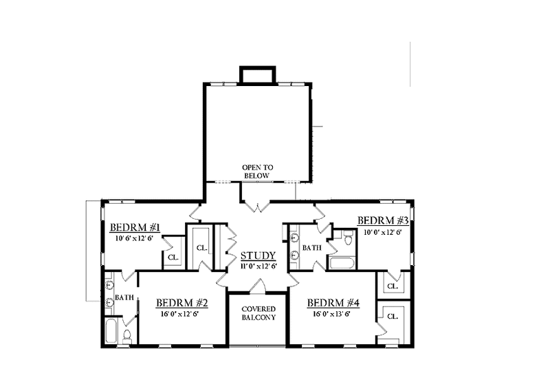 House Blueprint - Floor Plan - Upper Floor for Mediterranean House Plan #937-16 - 5 bed, 4 bath