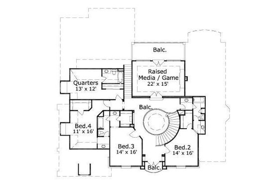 Floor Plan - Upper Floor for European House Plan #411-778 - 5 bed, 4.5 bath