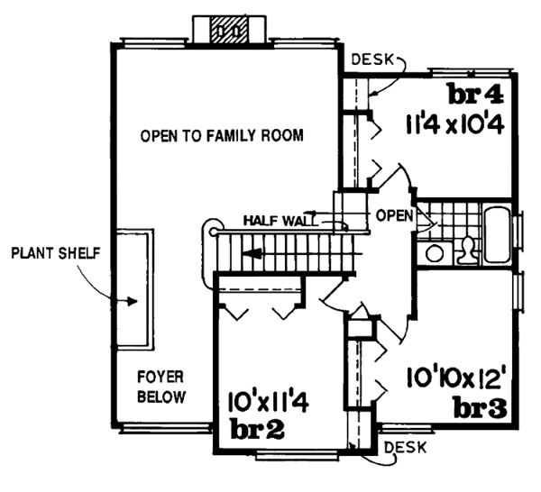 Architectural House Design - Traditional Floor Plan - Upper Floor Plan #47-824