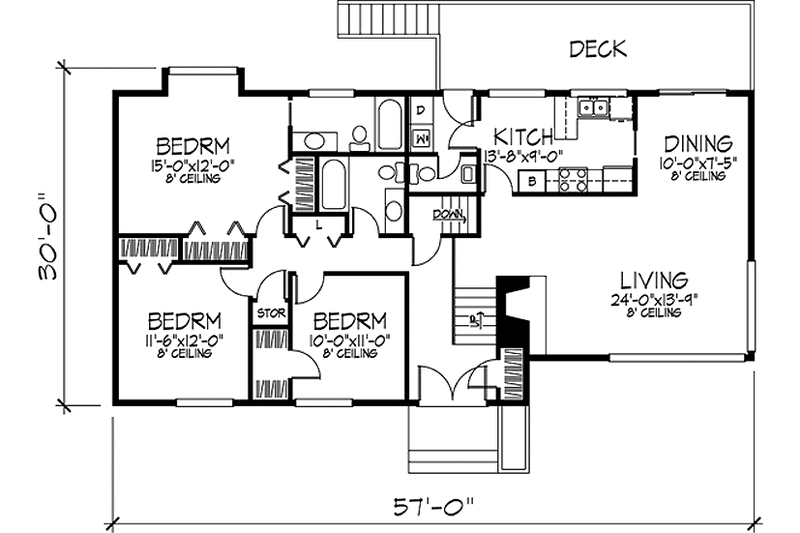 Home Plan - Floor Plan - Main Floor for Contemporary House Plan #320-1338 - 3 bed, 2.5 bath