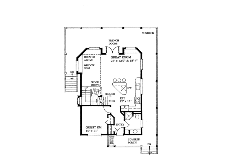 Architectural House Design - Floor Plan - Main Floor for Cabin House Plan #118-167 - 3 bed, 2 bath