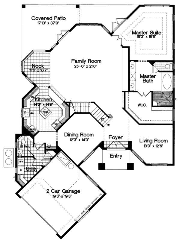 Architectural House Design - Mediterranean Floor Plan - Main Floor Plan #417-544