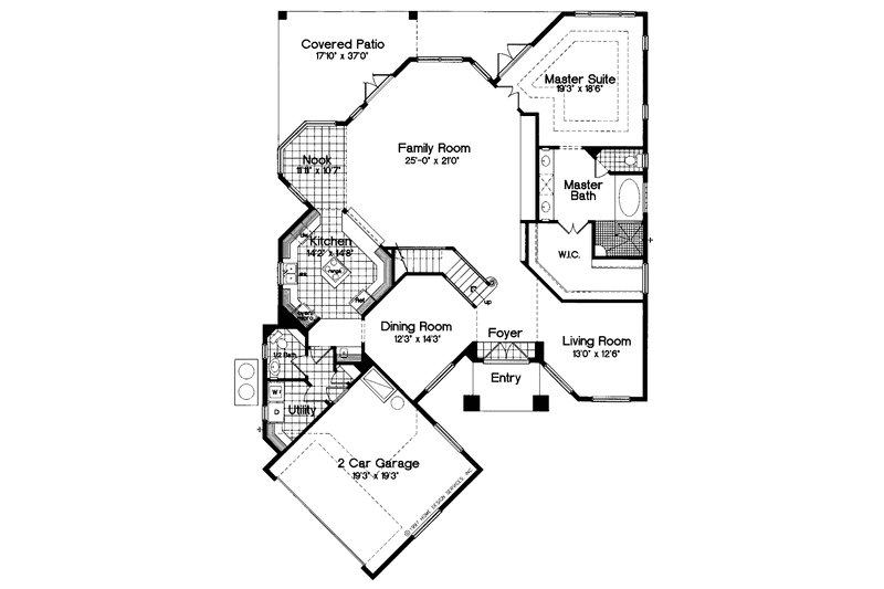 Dream House Plan - Floor Plan - Main Floor for Mediterranean House Plan #417-544 - 3 bed, 2.5 bath