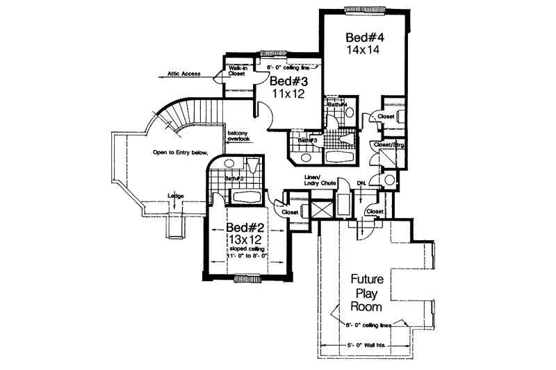 Home Plan - Floor Plan - Upper Floor for Country House Plan #310-1090 - 4 bed, 3.5 bath