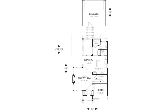 Floor Plan - Main Floor for Modern House Plan #48-574 - 3 bed, 2.5 bath