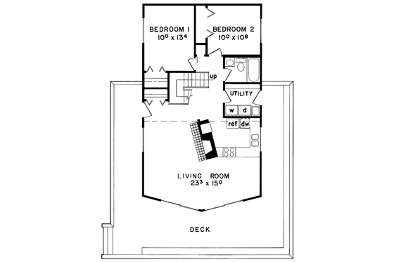 Floor Plan - Main Floor for Contemporary House Plan #60-669 - 3 bed, 1 bath