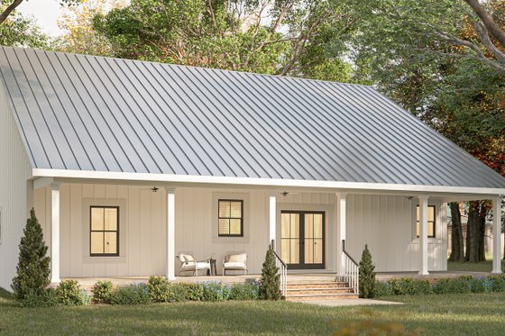 Exterior - Rear Elevation for Farmhouse House Plan #44-283 - 3 bed, 2 bath