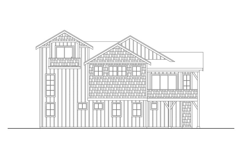 Architectural House Design - Exterior - Rear Elevation for Craftsman House Plan #124-1378 - 4 bed, 5 bath