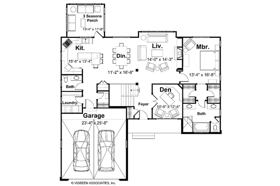 Floor Plan - Main Floor for Craftsman House Plan #928-88 - 3 bed, 2.5 bath