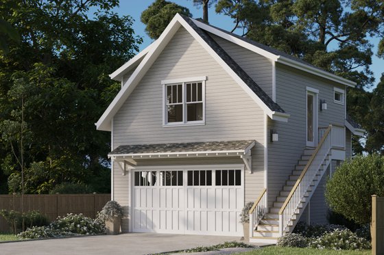 Exterior - Front Elevation 4 for Craftsman House Plan #461-100 - 1 bed, 1 bath