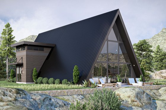 Exterior - Rear Elevation for Cabin House Plan #455-484 - 3 bed, 2 bath