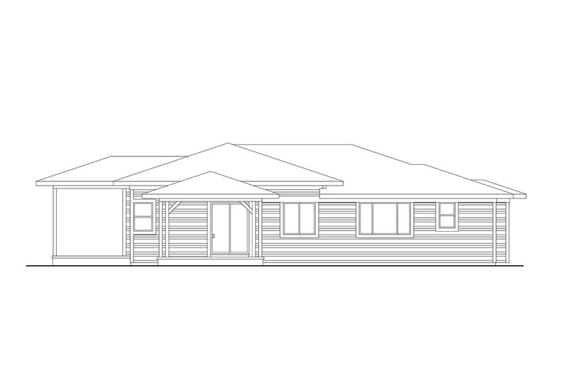 House Blueprint - Exterior - Rear Elevation 1 for Prairie House Plan #124-1424 - 4 bed, 3.5 bath