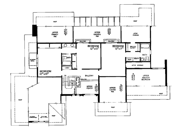 House Blueprint - Contemporary Floor Plan - Upper Floor Plan #72-770