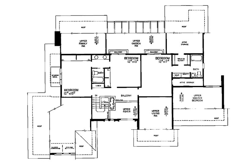 House Design - Floor Plan - Upper Floor for Contemporary House Plan #72-770 - 4 bed, 4.5 bath